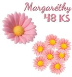 Cukrové kvety - Margarétky - Ružové - 48 ks