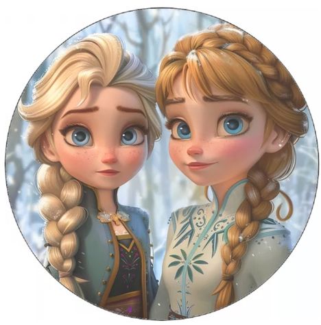 Frozen- Anna a Elza baby - okrúhla oplátka