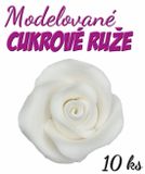 modelované cukrové ruže - Biele (10 ks)