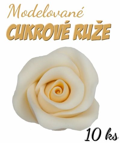 modelované cukrové ruže - krémové (10 ks)