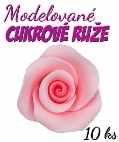 modelované cukrové ruže - Ružové (10 ks)