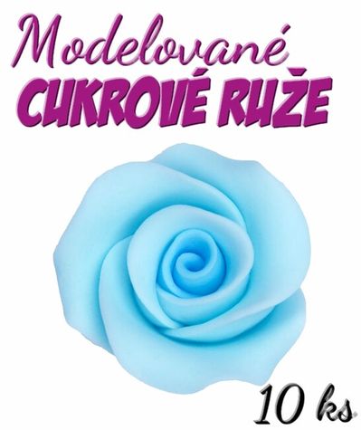 modelované cukrové ruže - Modré (10 ks)